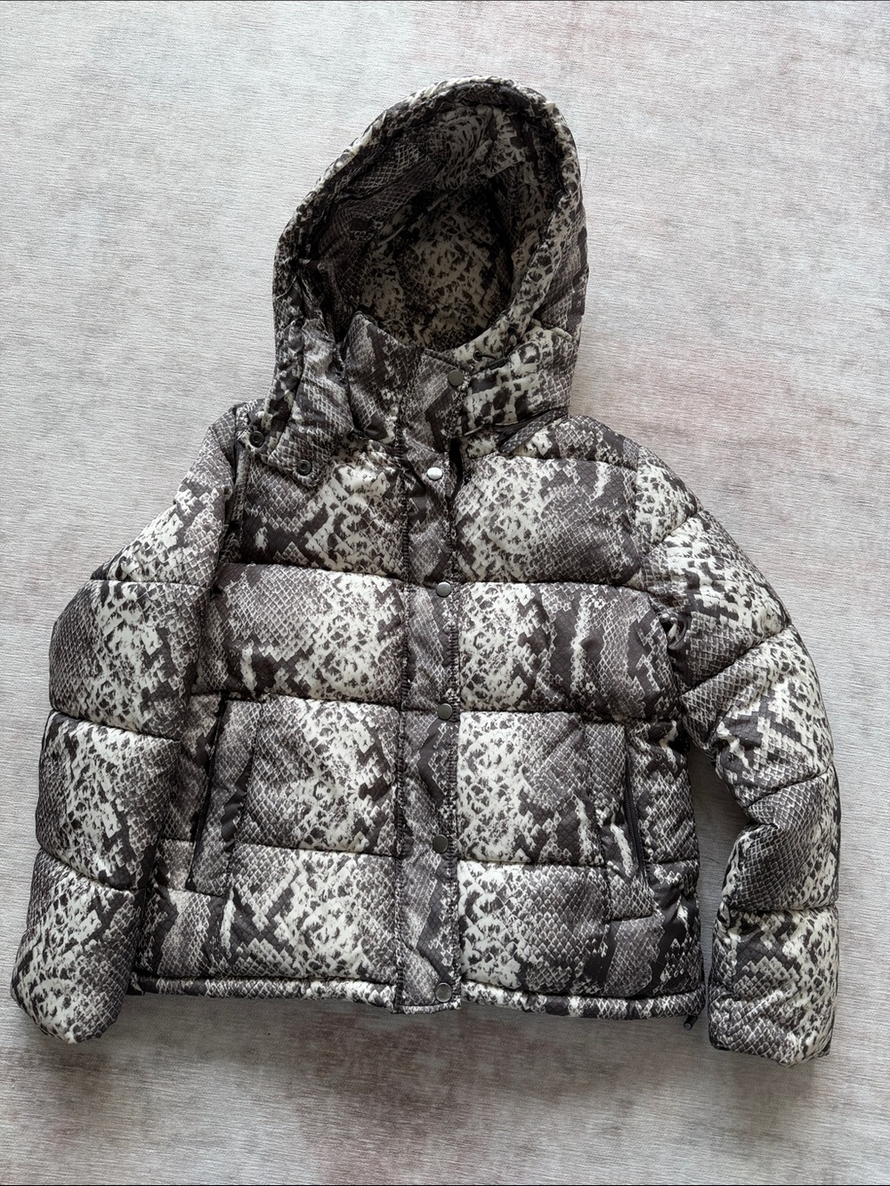 AQUA Snakeskin hooded puffer XS